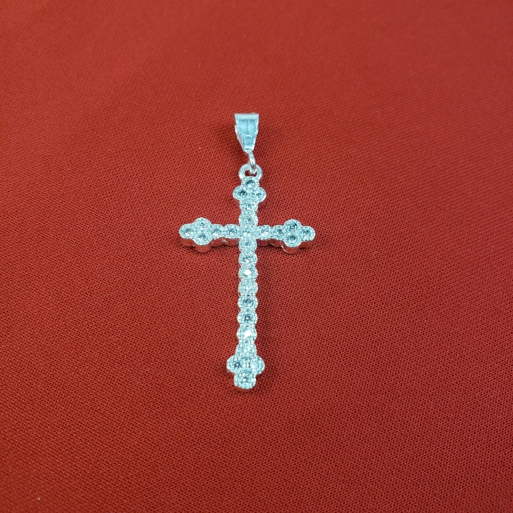 925 sterling silver cross with White zircon/cruz de plata‎ fina con sirconia